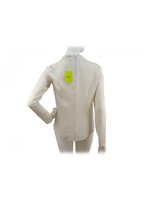 Camicia Donna Blouse morbida al collo con bottoncino singolo retro