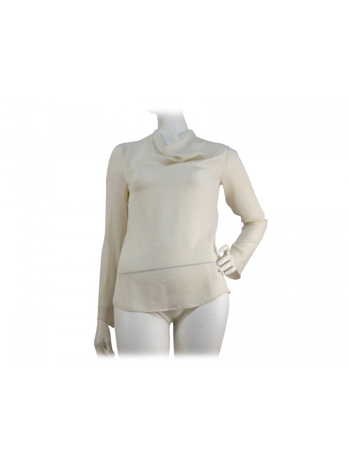 Camicia Donna Blouse morbida al collo con bottoncino singolo retro Camicia Donna Blouse morbida al collo con bottoncino singolo retro