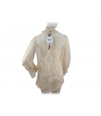 Camicia Donna Blouse trasparente con ricamo su tinta 2