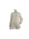 Transparent Blouse Woman Shirt with embroidery on color