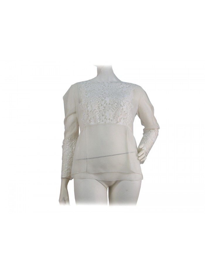 Blouse transparent blouse shirt with floral embroidery Blouse transparent blouse shirt with floral embroidery