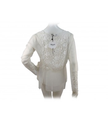 Camicia Donna blouse trasparente con ricami floreali 2