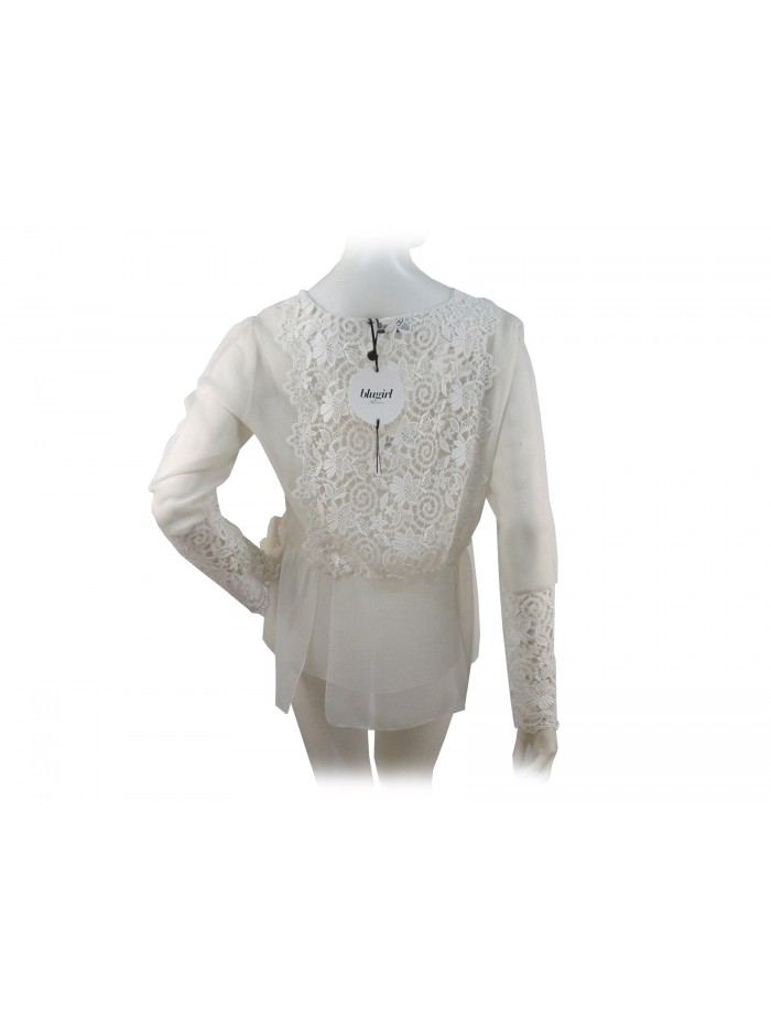 Blouse transparent blouse shirt with floral embroidery