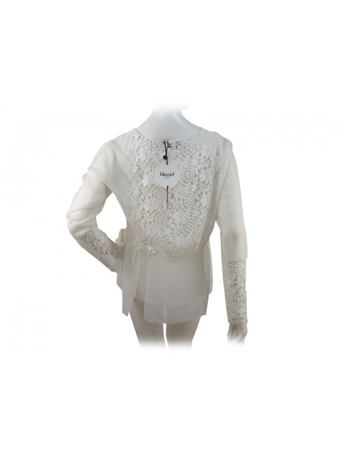 Camicia Donna blouse trasparente con ricami floreali