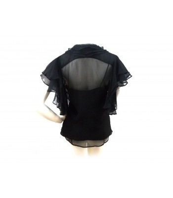 Camicia Donna trasparente con canotta interna e volant collo/manica. 2