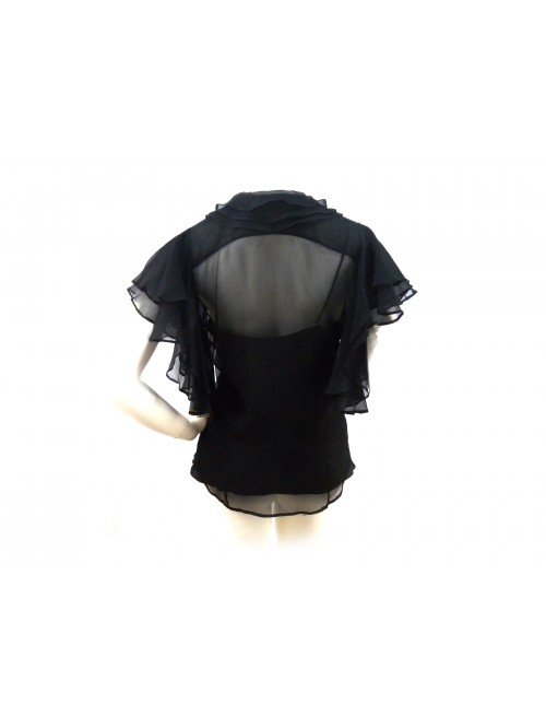 Camicia Donna trasparente con canotta interna e volant collo/manica.