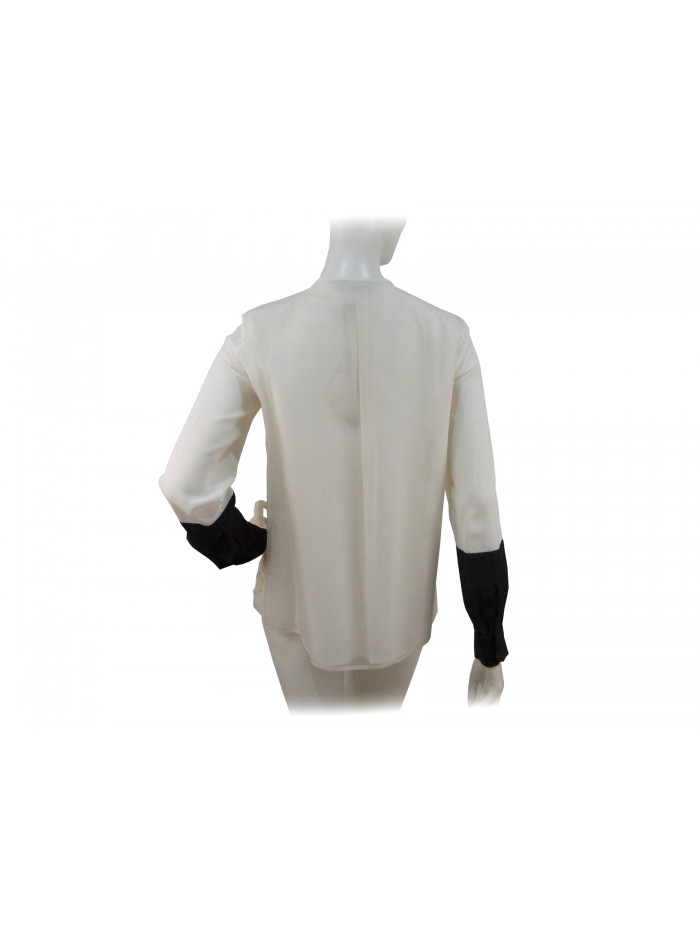 Woman shirt with embroidery and appliques beads on color, buttons