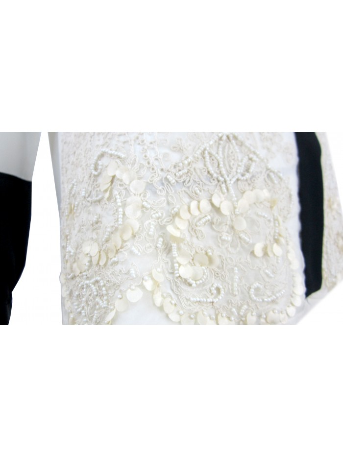 Camicia Donna con ricami e applicazioni perline su tinta, bottoni