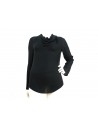 Shirt Blouse woman soft at the neck with single button back