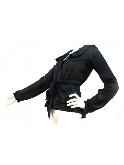 Shirt / jacket Woman with ruffle collar and zip closure