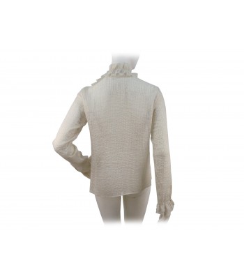 Women's shirt, flared collar and sleeve with gold thread on vertical tint. 2