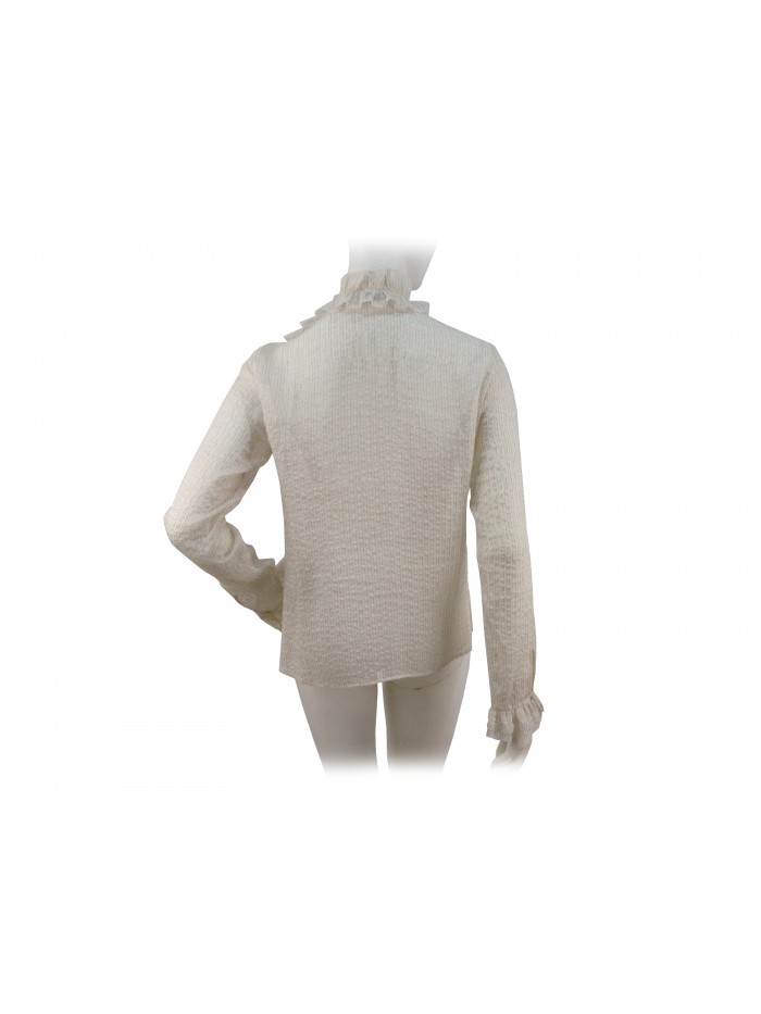 Camicia Donna sfiancata, collo e manica rouge con filo oro.