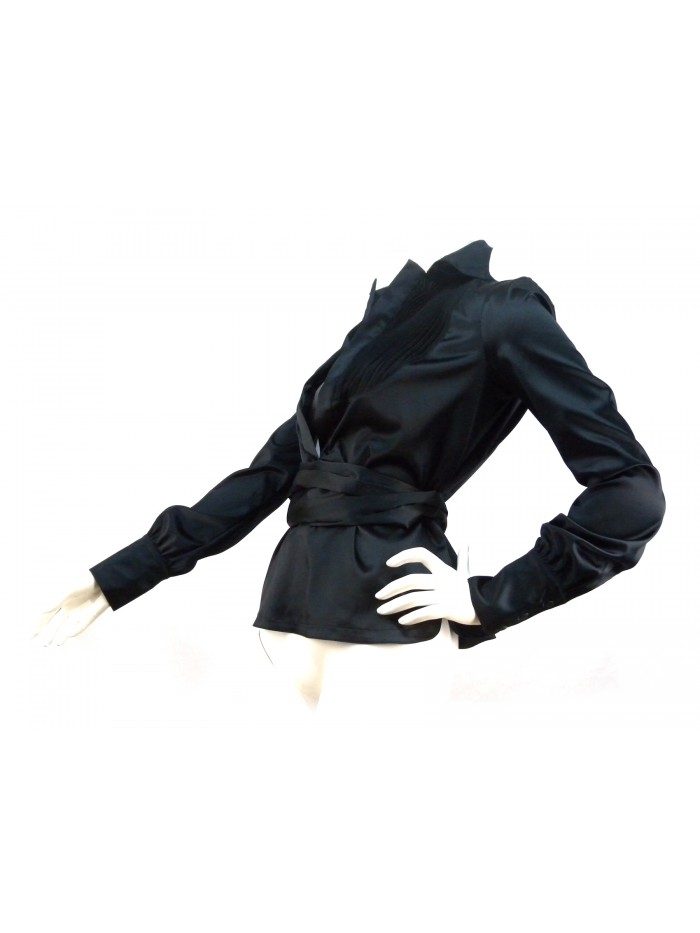 Camicia Blouse Donna con collo aperto e sparato a pieghe