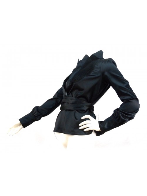 Blouse Shirt Woman with open collar and pleated shoot