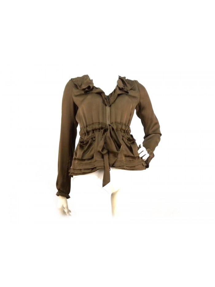 Shirt / jacket Woman with ruffle collar and zip closure