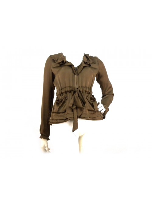 Camicia/Giacchino Donna con collo volant e chiusura petto zip