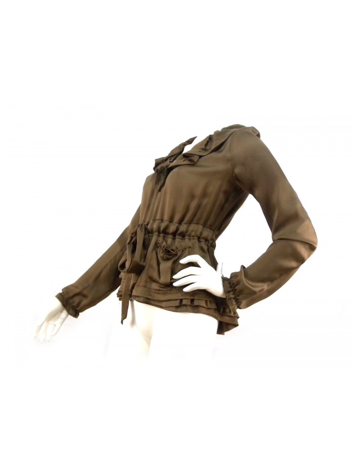 Camicia/Giacchino Donna con collo volant e chiusura petto zip