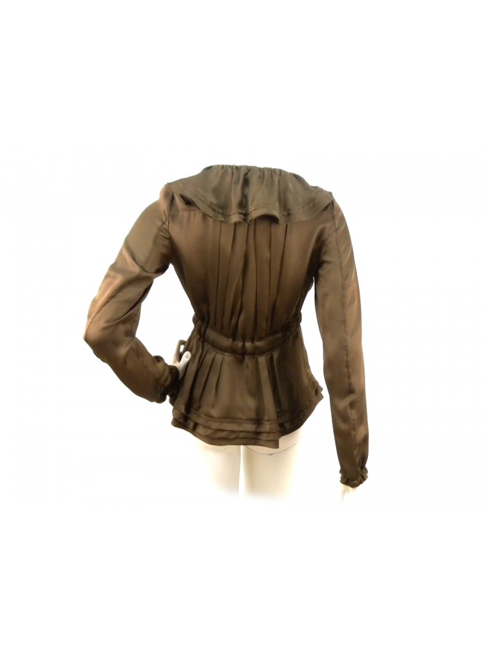 Camicia/Giacchino Donna con collo volant e chiusura petto zip