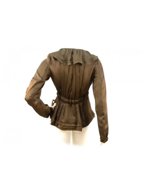 Camicia/Giacchino Donna con collo volant e chiusura petto zip