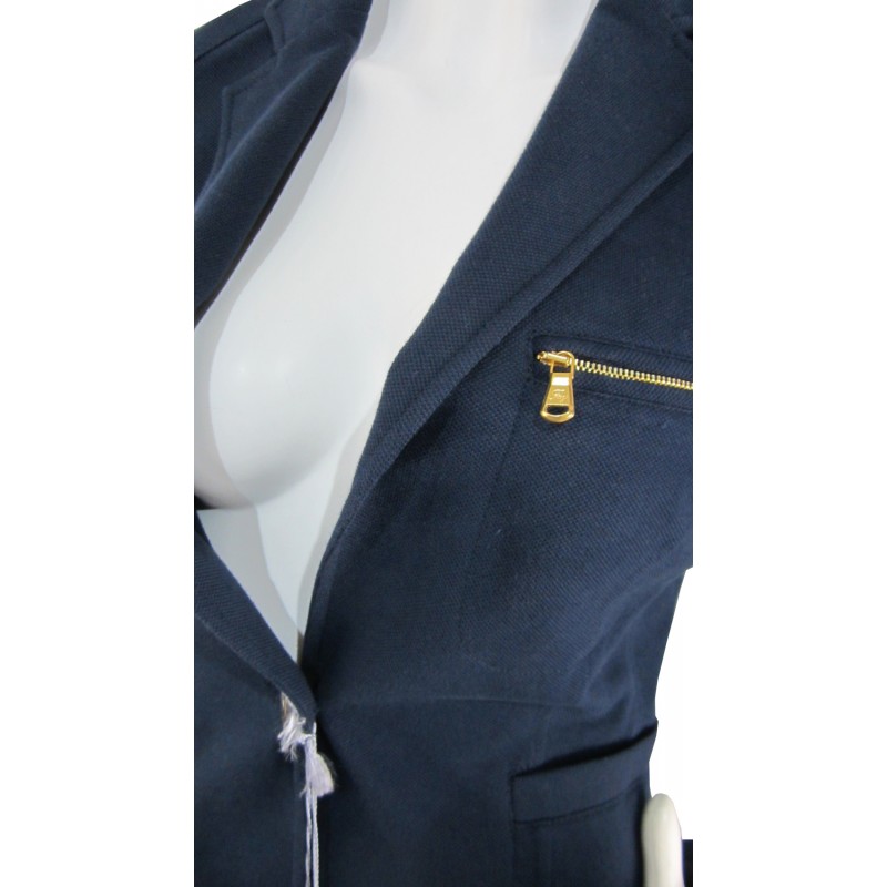 Giacca Donna corta blazer pique 2 tasche con taschino zip.