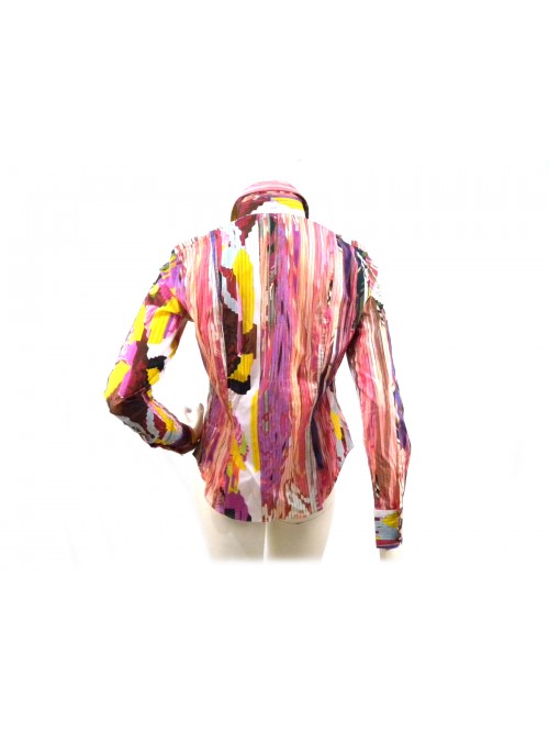 Camicia Donna fantasia righe verticali multicolor.