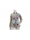 Modular watercolor patterned woman shirt on a white background.