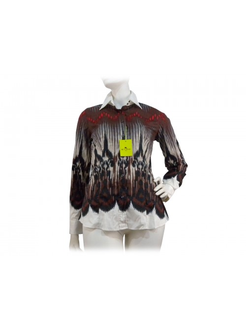 Camicia Donna fantasia piume modulari eccetto su polsini e colletto. Camicia Donna fantasia piume modulari eccetto su polsini e colletto.