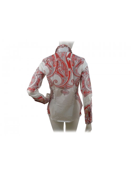 Corall cachemire patterned woman shirt on white.