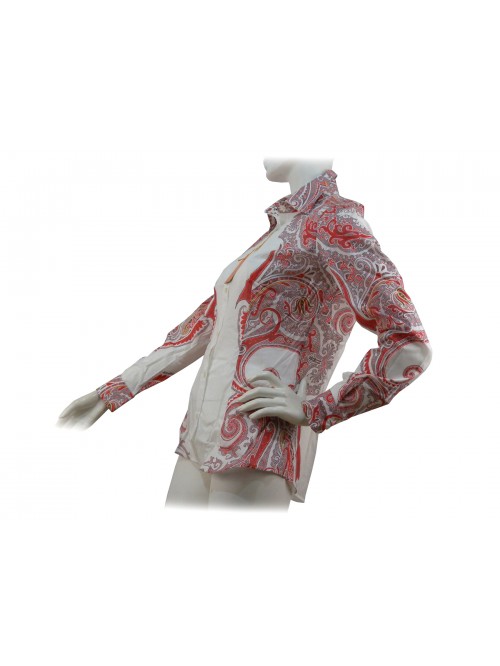 Corall cachemire patterned woman shirt on white.