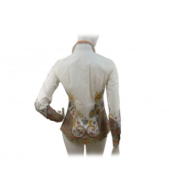 Camicia Donna fantasia fiori cachemire su fondo panna. 2