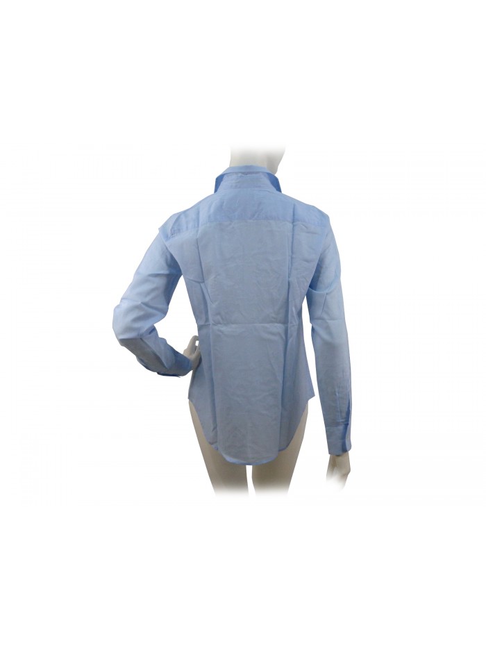 Camicia fantasia ricamata cachemire ghiaccio blu su fondo azzurro