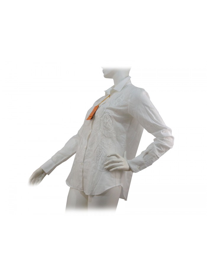 Camicia Donna fantasia ricamata cachemire su tinta.