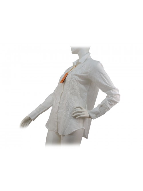 Camicia Donna fantasia ricamata cachemire su tinta.