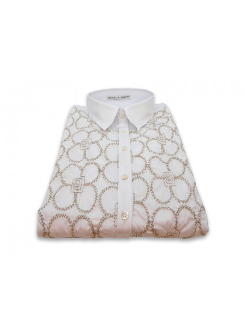 Camicia Donna classica sfiancata con ricami fiori modulari. Camicia Donna classica sfiancata con ricami fiori modulari.