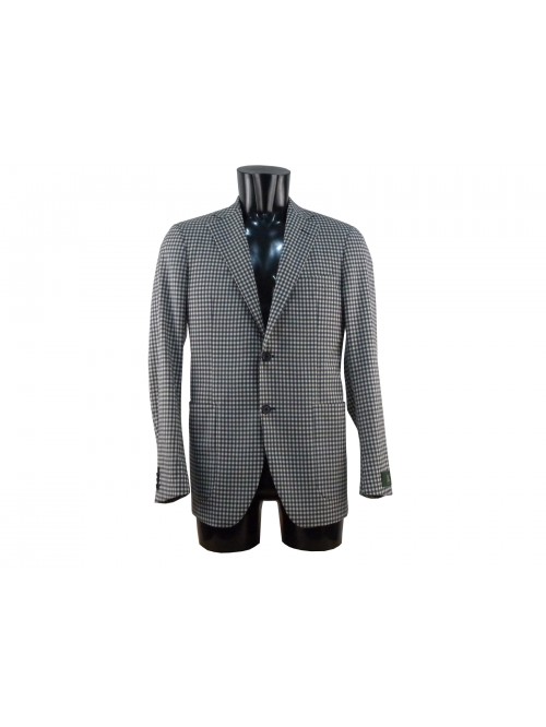 Men's half-lined jacket with beige / blue checks. Men's half-lined jacket with beige / blue checks.