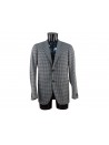 Men's half-lined jacket with beige / blue checks.