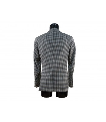 Men's half-lined jacket with beige / blue checks. 2