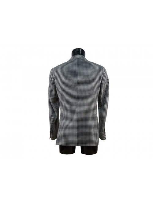 Men's half-lined jacket with beige / blue checks.