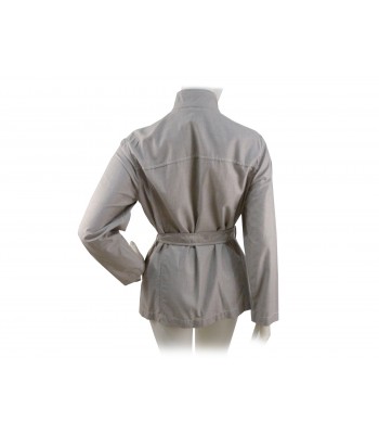 Women's long jacket with zip closure and press-studs waist belt with knot and 2 pockets with hooks. 2