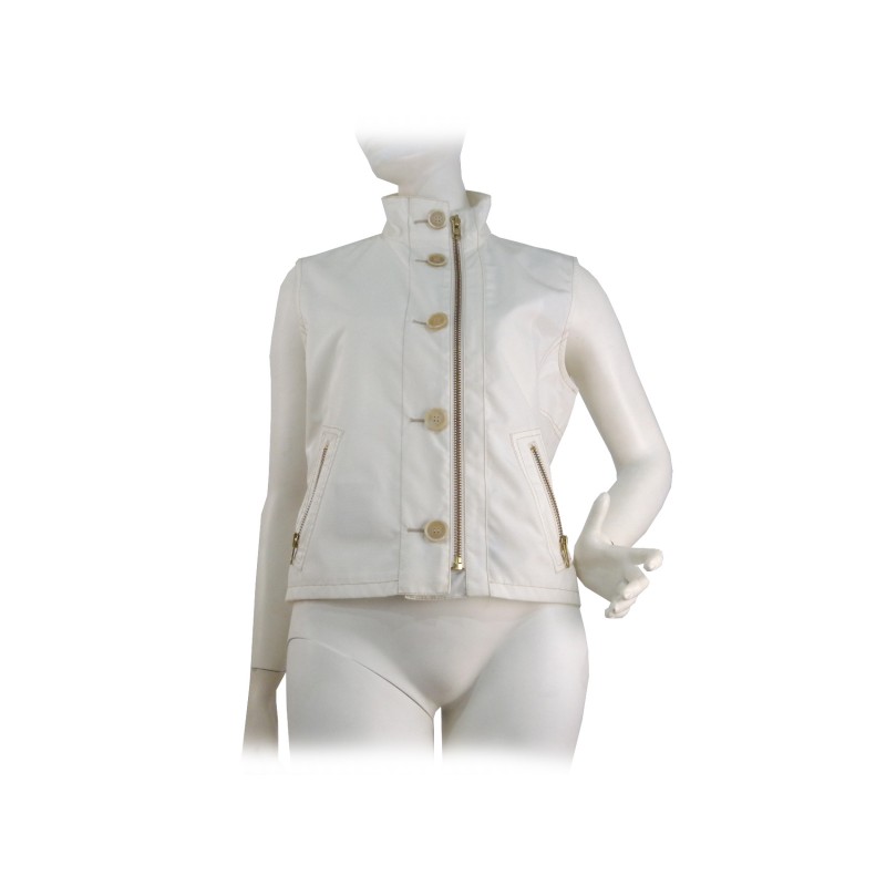 Woman jacket with zip pockets and belt with buckle. Woman jacket with zip pockets and belt with buckle.