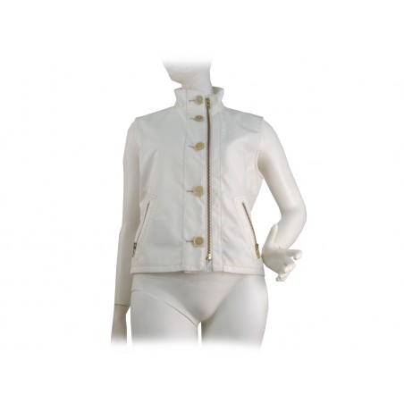 Woman jacket with zip pockets and belt with buckle. Woman jacket with zip pockets and belt with buckle.