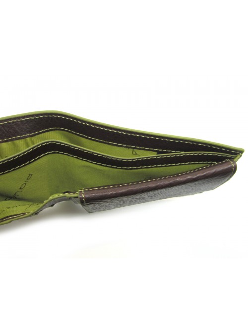 Man purse lined in contrast with credit card compartments