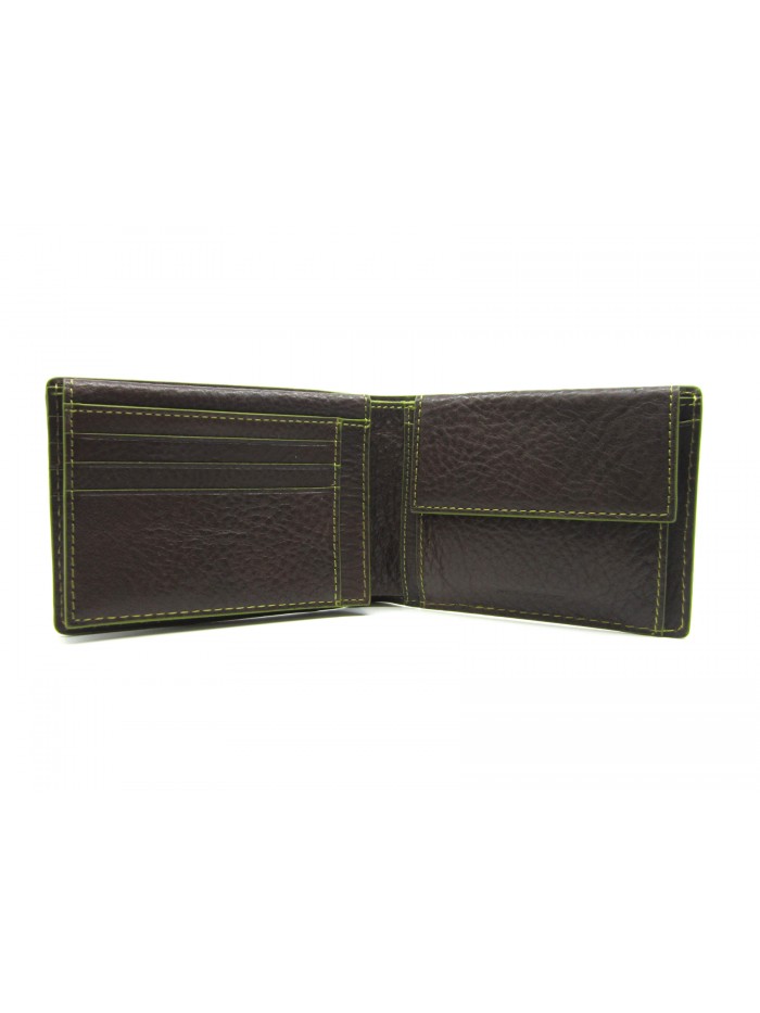 Man purse lined in contrast with credit card compartments