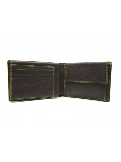 Man purse lined in contrast with credit card compartments