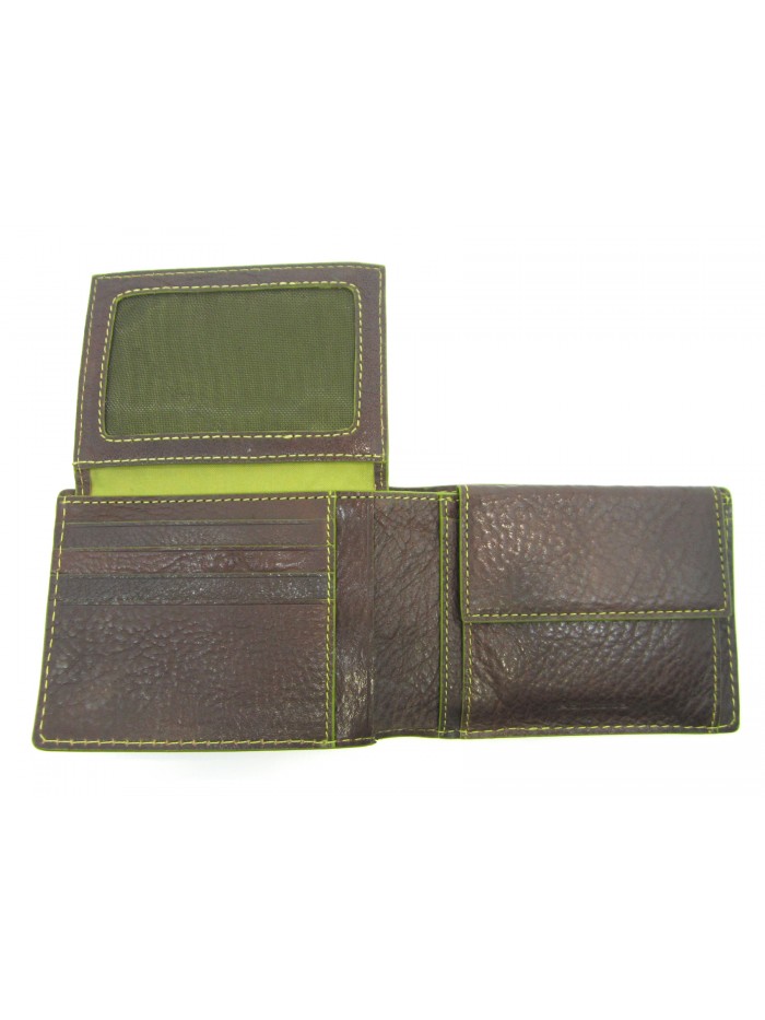 Man purse lined in contrast with credit card compartments