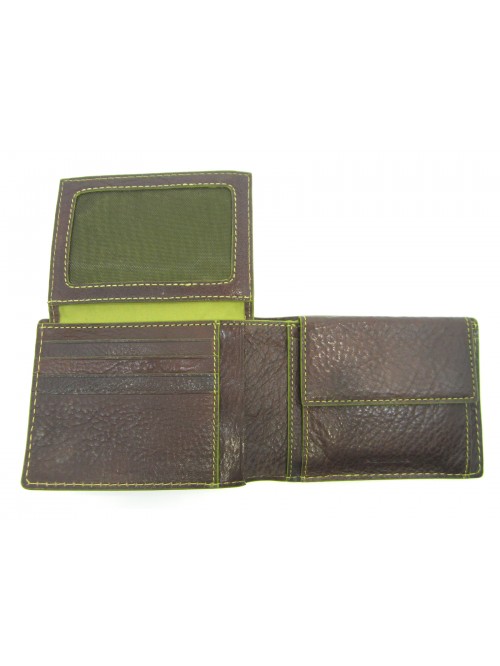 Man purse lined in contrast with credit card compartments