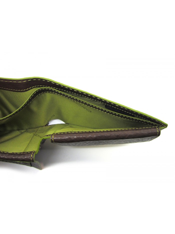 Man purse lined in contrast with credit card compartments