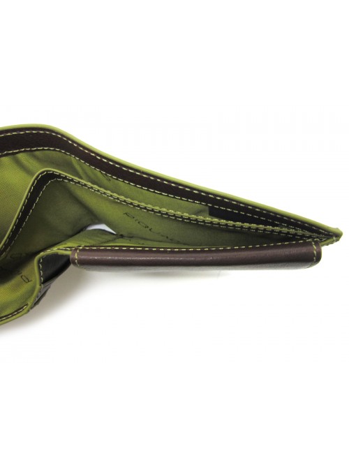 Man purse lined in contrast with credit card compartments