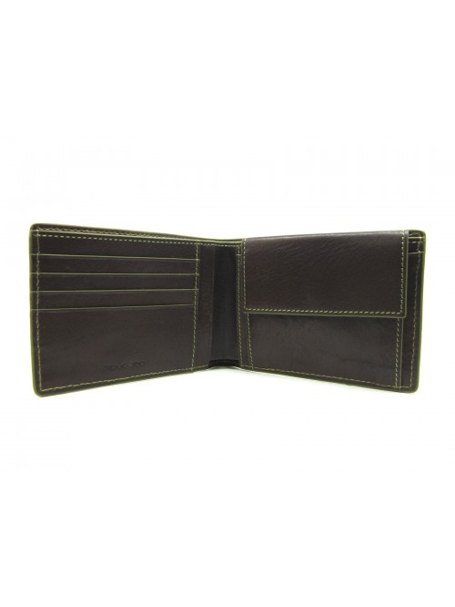 Man purse lined in contrast with credit card compartments