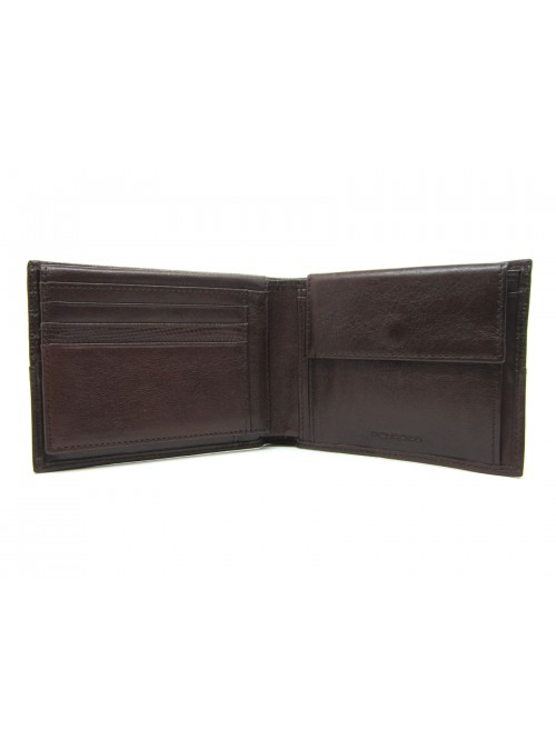 Man purse lined in contrast with credit card compartments